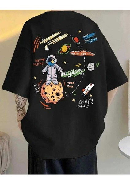 Oversize T-Shirt Baskılı Siyah Renk