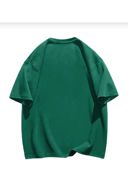 Oversize T-Shirt Baskılı Yeşil Renk