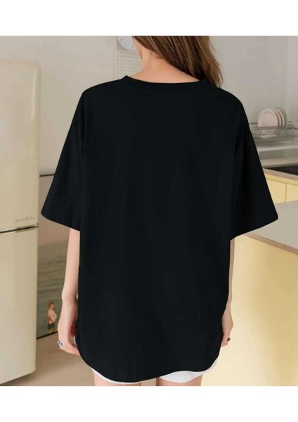 Oversize T-Shirt Baskılı Siyah Renk fiyatları