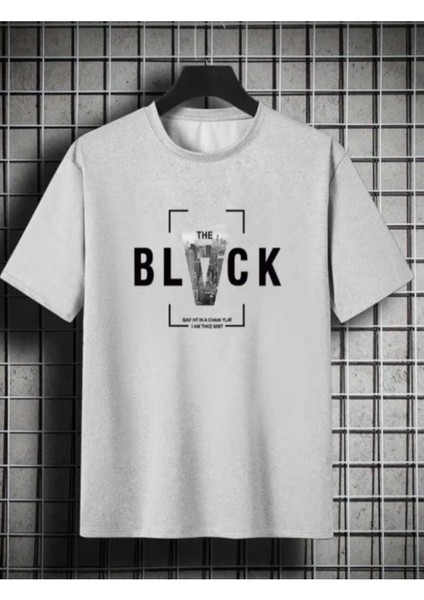 Oversize T-Shirt Black Baskılı Gri Renk