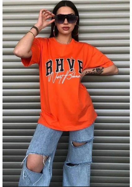 Oversize T-Shirt Baskılı Oranjj Renk