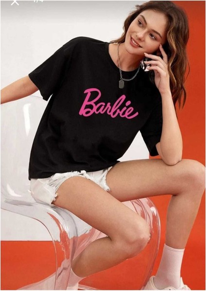 Oversize T-Shirt Baskılı Siyah Renk