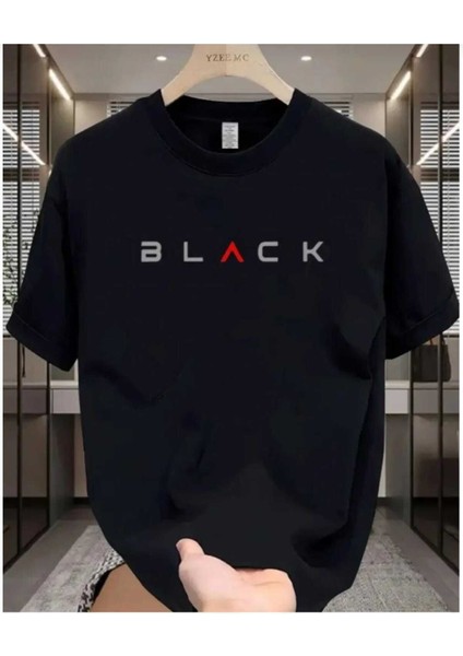 Oversize T-Shirt Black Baskılı Siyah Renk