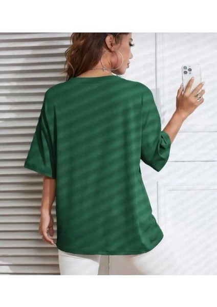 Oversize T-Shirt Baskılı Yeşil Renk fiyatları