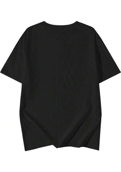 Oversize T-Shirt Baskılı Siyah Renk