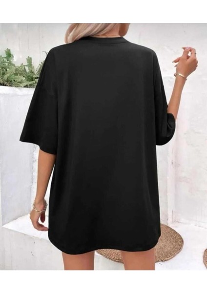 Oversize T-Shirt Baskılı Siyah Renk fiyatları