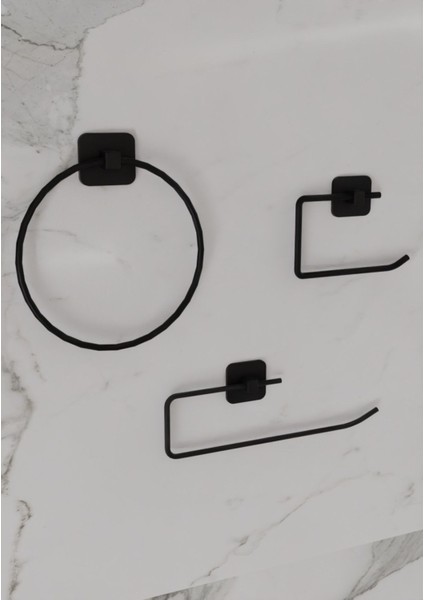 Siyah Güçlü Yapışkanlı Halka Havluluk Rulo Havluluk ve Tuvalet Kağıtlık