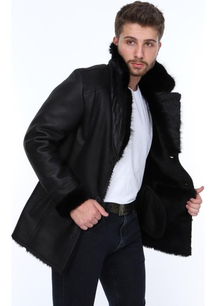 Hakiki Deri Siyah Classico Kürklü Erkek Deri Ceket fırsatları