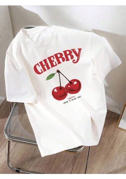 Kadın Oversize Happy Cherry T-Shirt fiyatları