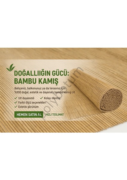 %100 Doğal Bambu Kamış Hasır Bahçe Balkon Çit Gölgelik Gizlilik Çiti 3x5