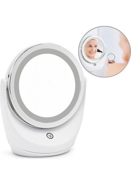 Büyüteçli Çift Taraflı Kozmetik Makyaj Aynası Işıklı LED Işıklar 360 ° Derece Döndürme