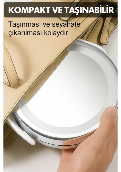 Büyüteçli Çift Taraflı Kozmetik Makyaj Aynası Işıklı LED Işıklar 360 ° Derece Döndürme indirimleri