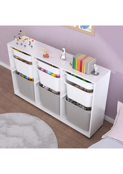 Bofi Ultra 3+3+3 Gri Beyaz Sepetli Çok Amaçlı Mutfak Kiler Dolabı fırsatları