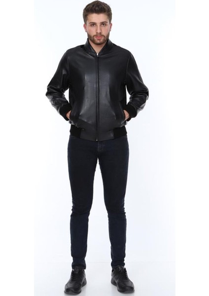Hakiki Deri Siyah Thomas Lastikli Erkek Deri Ceket fiyatları