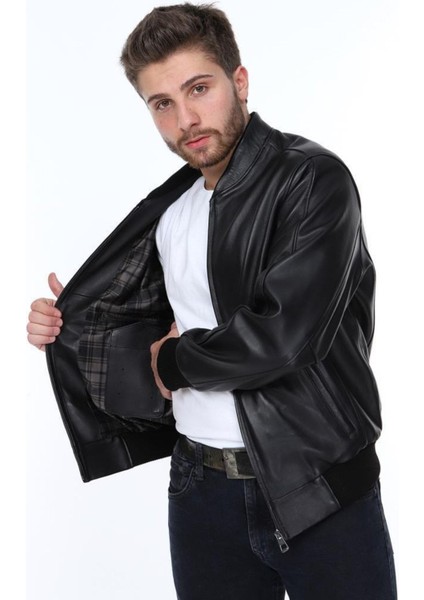Hakiki Deri Siyah Thomas Lastikli Erkek Deri Ceket indirimleri