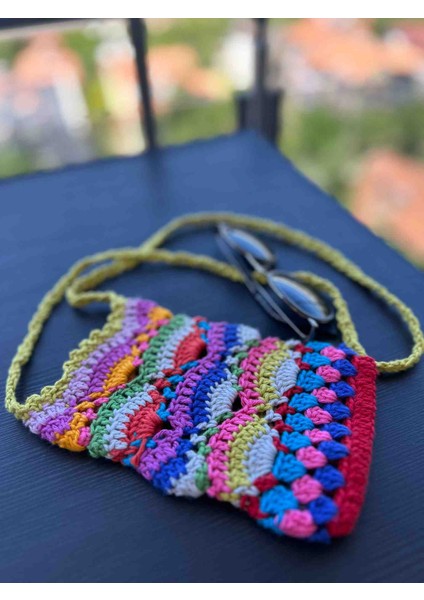 El Örgüsü Renkli Çanta – 11X18 cm | Askı Uzunluğu: 90 cm fiyatları