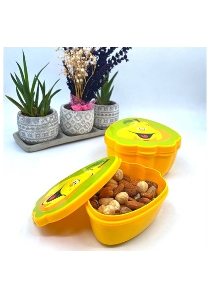 2'li Iç Içe Geçebilen Armut Model Saklama ve Beslenme Kabı Seti (550 ml + 250 Ml)