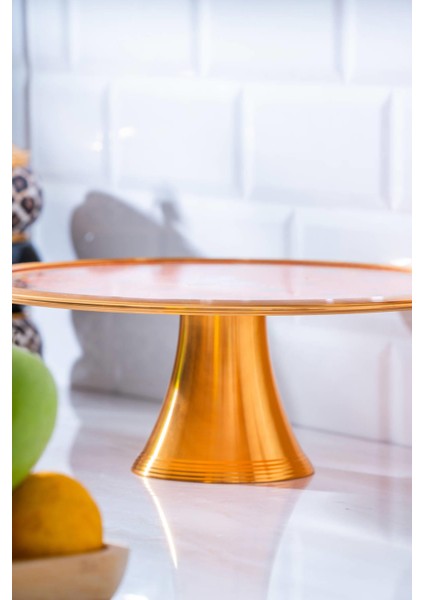 Passifolia Döner Cam Pasta Standı 30 cm | Gold Detaylı Ayaklı Sunum Tabağı modelleri