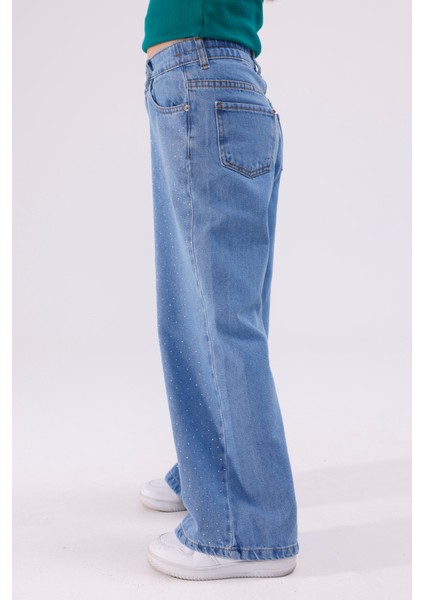 Kız Çocuk Serpme Taşlı Kız Çocuk Kot Pantolon 2208