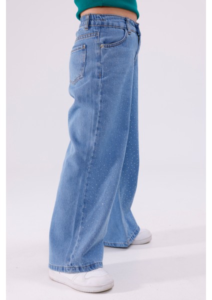 Kız Çocuk Serpme Taşlı Kız Çocuk Kot Pantolon 2208