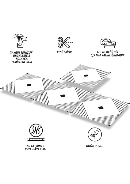 Kendinden Yapışkanlı Siyah Karo Desenli Pvc Karo 30X30 cm (56 Adet) 5m2 fiyatları