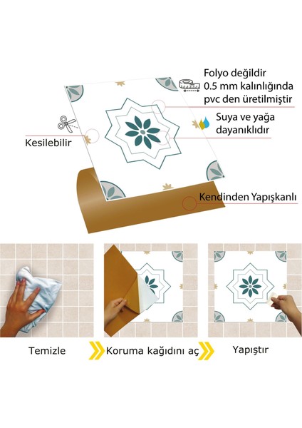Kendinden Yapışkanlı Casablanca Desenli Pvc Karo 30X30 cm (56 Adet) 5m2 modelleri