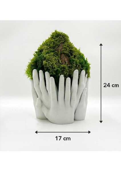 Doğal Yosunlu El Figürlü Saksı | 3D Baskı Zen Dekor | Bakım Gerektirmeyen Bitki Heykeli (17X24 Cm) fiyatları