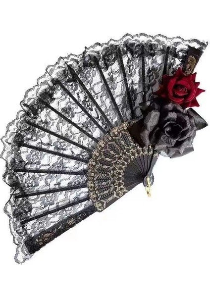 Muhteşem Retro Avrupa Gül Katlanır Fan (Yurt Dışından)