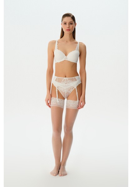 Latte Garter Kemerli Jartiyer - Ekru