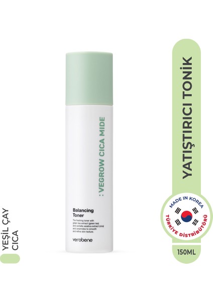 Vegrow Cica Mide Balancing Toner Arındırıcı Dengeleyici Vegan Yeşil Çay Özlü Tonik Kore 150ml