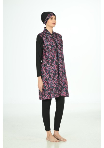 Tam Kapalı Desenli Paraşüt Kumaş Tesettür Mayo 3109 fiyatları