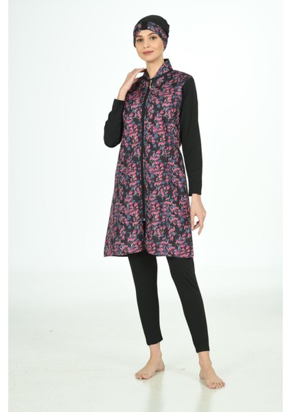 Tam Kapalı Desenli Paraşüt Kumaş Tesettür Mayo 3109 fırsatları