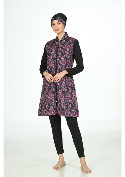 Tam Kapalı Desenli Paraşüt Kumaş Tesettür Mayo 3109 indirimleri