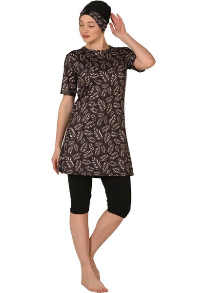 Kısa Kollu Yarı Kapalı Büyük Beden Tesettür Mayo 3454 modelleri