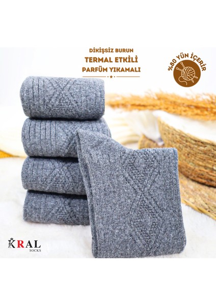 Lüx Kral Erkek ve Kadın Kışlık Termal Etkili (5'li Paket) Lambswool Kuzu Yün Çorap modelleri