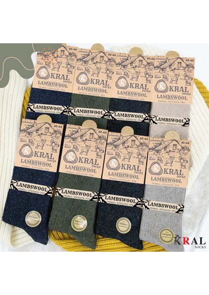 Kral 8'li Kışlık Thermal Etkili Ince Örgülü Çorap, Lambswool Yünlü (Kuzu Yünlü) fiyatları