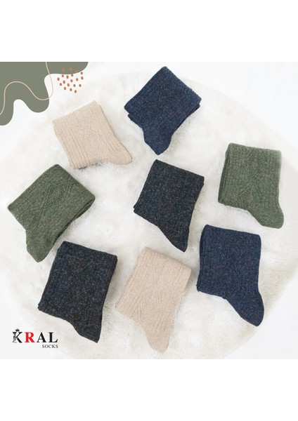 Kral 8'li Kışlık Thermal Etkili Ince Örgülü Çorap, Lambswool Yünlü (Kuzu Yünlü) indirimleri