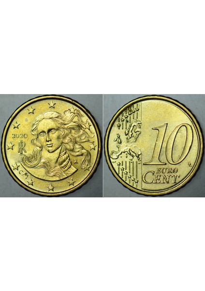 Italya 10 Euro Cent 2020 Boticelli-Venüs Temalı. Çilaltı+ Kondisyon.