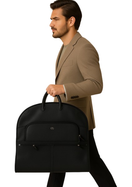 Takım Elbise Seyahat Çantası Deri Siyah