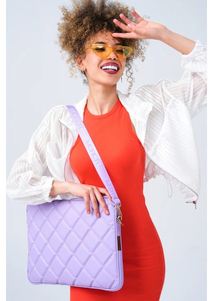 Kapitone Laptop Kılıfı 15.6 & 16 Inç Lila