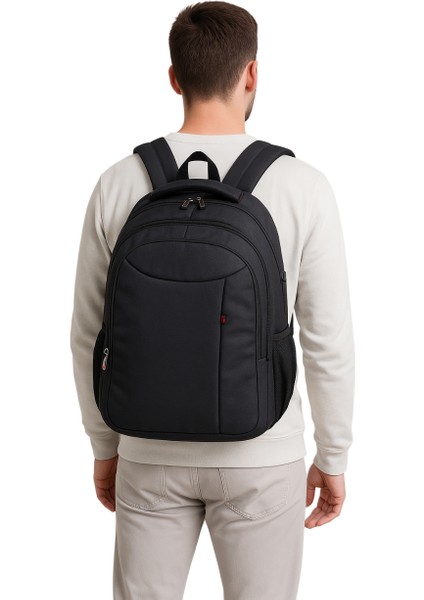 Sırt Çantası Laptop Bölmeli 15.6‘’ inç USB Şarj Girişli Akıllı Siyah