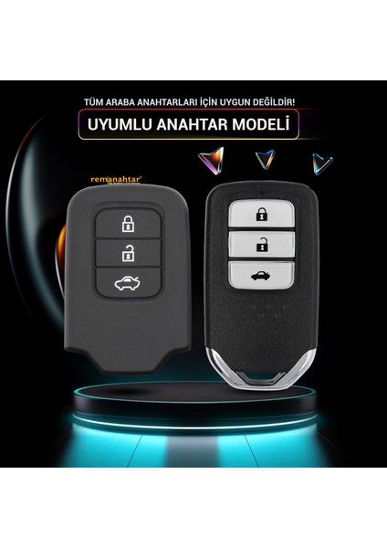 Civic 3 Buton Smart Silikon Anahtar Kılıfı - Siyah modelleri