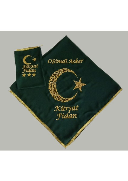 Yeşil Şifon Isimli O Şimdi Asker Nakış Işlemeli Kına Örtüsü Omuz Şalı Isimli Eldiven