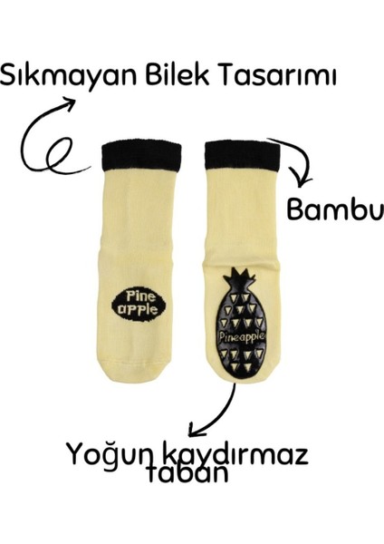 Kaydırmaz Tabanlı Ananas Desenli Bambu Bebek Çorap modelleri