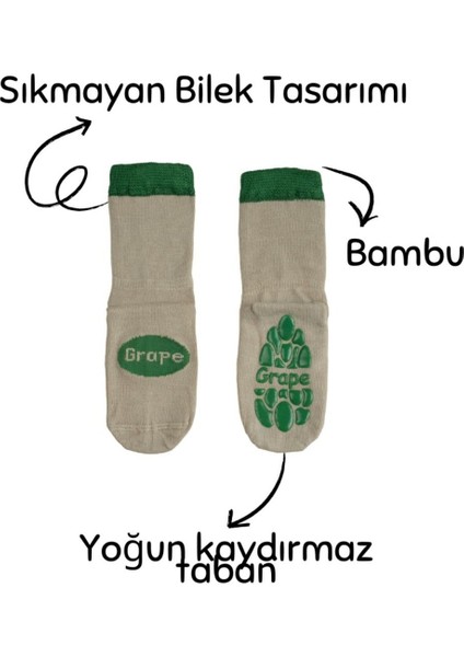 Kaydırmaz Tabanlı Üzüm Desenli Bambu Bebek Çorap modelleri