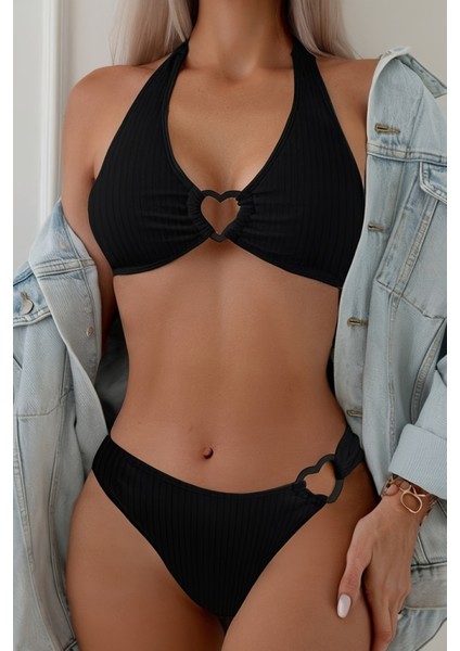 Kalp Aksusuarlı Bikini Takım (Çıkartılabilir Kaplı)