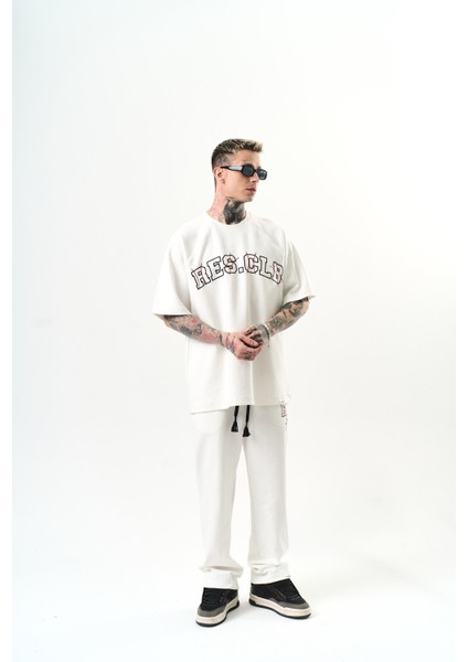 Erkek Res Clb Yazılı Oversize Eşofman Takım Ekru fiyatları