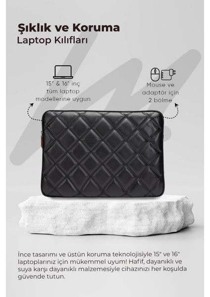 Kapitone Laptop Kılıfı 15 & 16 Inç Siyah indirimleri