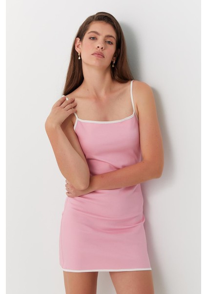 Askılı Slim Fit Mini Elbise Pembe modelleri