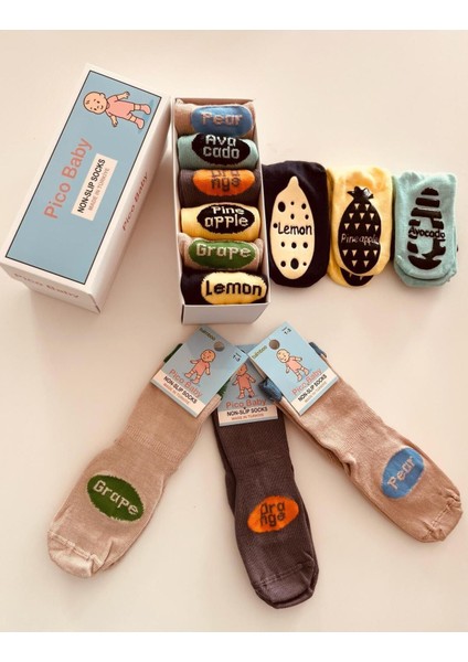 Kaydırmaz Tabanlı Avacado Desenli Bambu Bebek Çorap